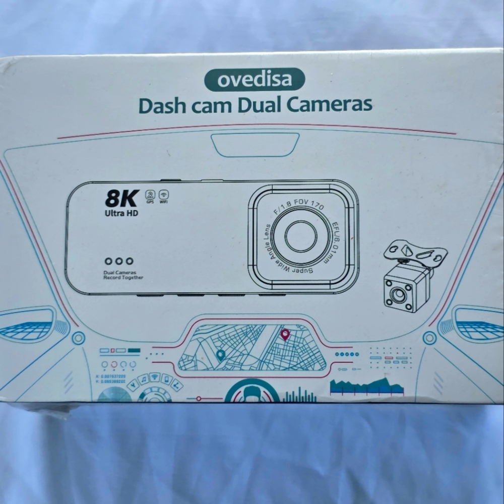 8K Ultra HD Dash Cam with Dual Cameras - Black